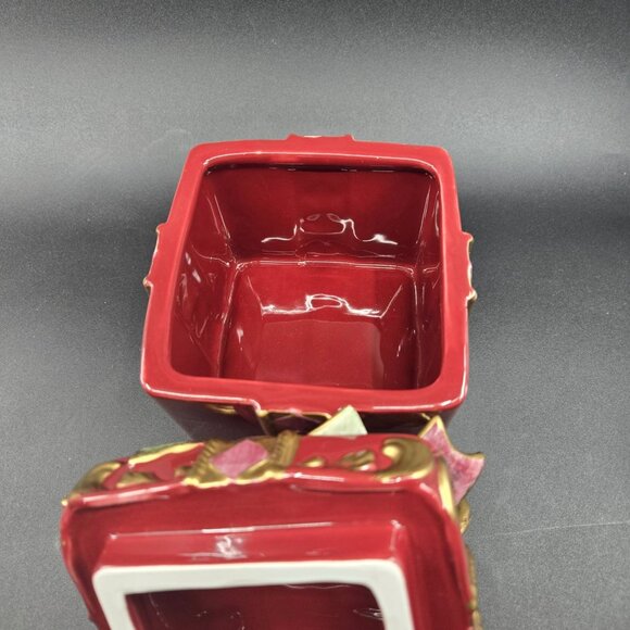 Fitz & Floyd Classics Renaissance Red Ceramic Gift Box With Gold Accents excelle - Picture 6 of 9